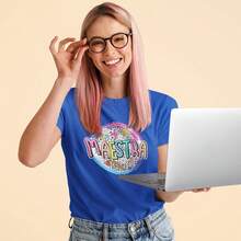 Genérico Playera de Mujer 1 Pza con Estampado para Maestras Estilo Retro |   Día del Maestro |   Playera 100% Algodón y Manga Cortashort-sleeve T-shirt / short-sleeve tee - Azul - Ver 2