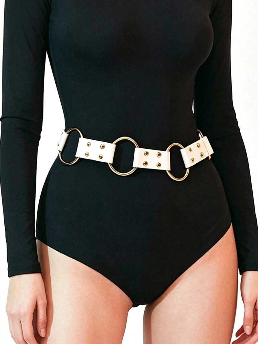 1pc Women's Versatile Casual Punk Metal Buckle Rivet Belt, Western Cowboy Style Suitable For Daily And Party Wear