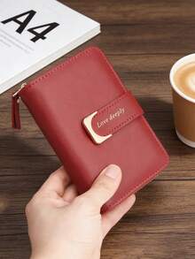 1pc New Letter Zipper Snap Wallet, Multi-Functional Zipper Wallet, Large Capacity Multi-Card Wallet, Credit Card Holder, Women's Fresh Solid Color Wallet, Coin Purse, Mini Medium Clutch, Fashion Minimalist Unisex Cute Foldable Wallet, Small Compact Wallet For Men - Multicolor - View 9