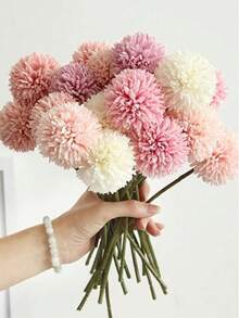 1/8 Bouquet Of Artificial Chrysanthemum, Dandelion, And Hydrangea Flowers, Suitable For Gifting To Friends, Brides, Wedding Decor, Home, Office, Cafe, And Party Use - White - View 5