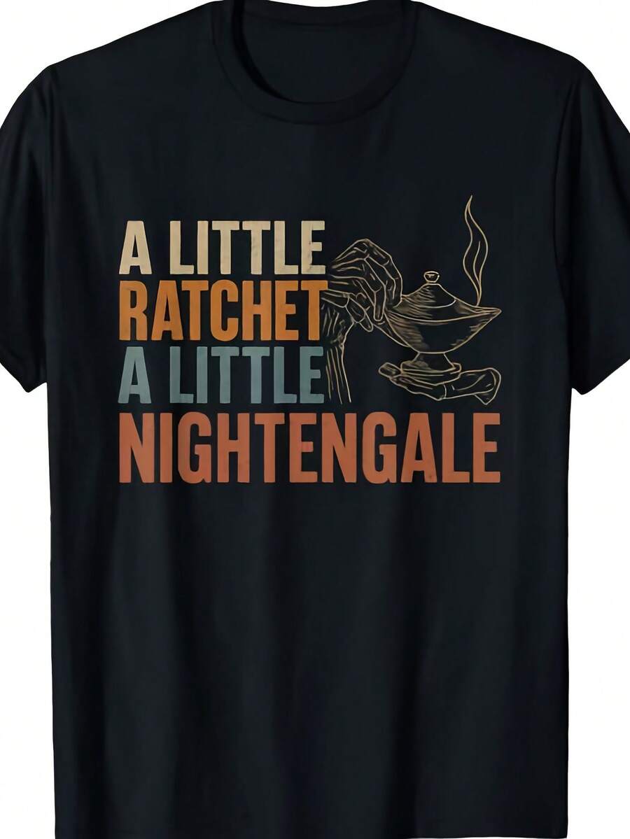 Camiseta Divertida para Enfermera RN - Un Toque de Humor, un Toque de Brio, Camiseta Unisex Suave y Transpirable, con Iconos (Estetoscopio), Tallas S-XXXL, Ropa Casual para Enfermeras, Ropa de Graduación en Enfermería, Tallas Grandes - Negro - Ver 1