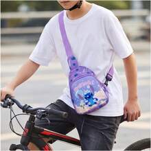 Disney 1个史迪奇卡通零钱包，新款迪士尼休闲印花胸包/腰包，轻便迷你多功能斜挎包 - A - 查看 4