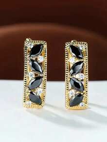1 Pair Fashionable Cubic Zirconia Earrings, Jewelry Gift For Women On Party, Engagement, Anniversary, Valentine's Day - 2# - View 7