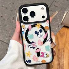 Một chiếc ốp lưng điện thoại từ tính bằng acrylic với hình ảnh chuột Mickey và Minnie của Disney, vịt Donald, cùng các họa tiết hoạt hình anime dễ thương, vui nhộn, đậm chất mùa hè, tương thích sạc không dây, là ốp bảo vệ unisex dành cho iPhone 17/17 Pro/17 Pro Max/17/16/15/14/13/12 series. - màu đen - Xem 2