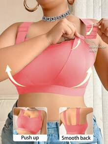 Plus Size Comfortable Wireless Front Closure Bra - Coral Orange - View 5