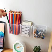 1/6/12PCS Transparent Wall Mounted Storage Box, Baby Room Desktop Hair Accessories Storage, Bathroom Wall Mounted Multifunctional Storage Supplies - Multicolor - View 7