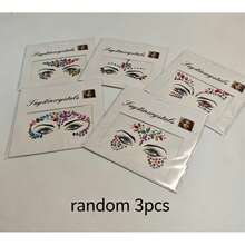 Conjunto com 1, 3 ou 5 adesivos de joias faciais de sereia sortidos, tatuagens temporárias com strass e glitter, decorações corporais brilhantes para festas, festivais, maquiagem, acessórios de beleza, presente para mulheres e meninas, Ano Novo, Dia dos Namorados, Dia das Mães, Dia dos Pais, volta às aulas, cores e formatos aleatórios. - Estilos aleatórios - Ver 12