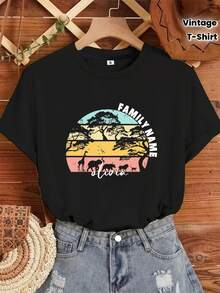 Camiseta Familiar Personalizada para una Aventura Africana, Camiseta de Safari Personalizada, Camiseta Vintage de Naturaleza, Camiseta de Viaje a África, Camiseta para Viaje Familiar a África, Camisetas con Nombre Personalizado - Negro - Ver 3
