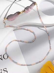 1pc Crystal Soft Clay Eyeglasses Chain, Casual Daily Accessory - Pink - View 2