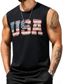 Mens 4th Of July Tank Top 1776 American Flag Patriotic Shirts Workout Muscle Sleevelees Tops - 預設 - 查看 1