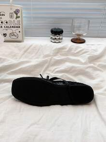 Zapatos de ballet tipo Mary Jane delicados para mujeres, nuevos zapatos de malla calada bordados con encaje para primavera/verano - Negro - Ver 9