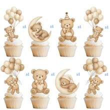 Set Dekorasi Kue Beruang Teddy Kartun - Ideal untuk Pesta Ulang Tahun, Baby Shower, dan Pesta Bayi, Kami Tak Sabar Menggunakan Dekorasi Kue Ini untuk Pesta Pengungkapan Jenis Kelamin Bayi - Gaya 1 - View 7