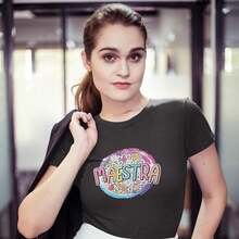 Genérico Playera de Mujer 1 Pza con Estampado para Maestras Estilo Retro |   Día del Maestro |   Playera 100% Algodón y Manga Cortashort-sleeve T-shirt / short-sleeve tee - Negro - Ver 5