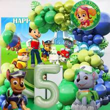 Green Paw Print Style Foil Number Balloons, Including Light Green, Green And Blue, Suitable For Birthday Party Decoration, Happy Birthday Balloon Set, Ideal For Adult Birthday Party Wall Decoration Balloon Set - View 16