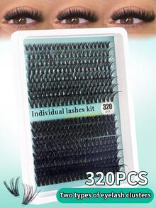 Bộ nối mi 320 sợi, độ cong D 30D+40D/50D+60D/80D+100D, mi giả tổng hợp lông chồn - Bộ mi giả D xoăn tự nhiên, từng sợi riêng lẻ, tự làm mi nối - Có thể tái sử dụng, nhẹ và dễ đeo. - Xem 14