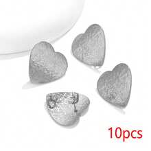 10 Pcs 18K Gold Plated 304 Stainless Steel Stud Earrings, Including Hammered Star, Heart, Square And Oval Empty Base Pins, Suitable For Handmade DIY Jewelry Making - Earrings - View 8