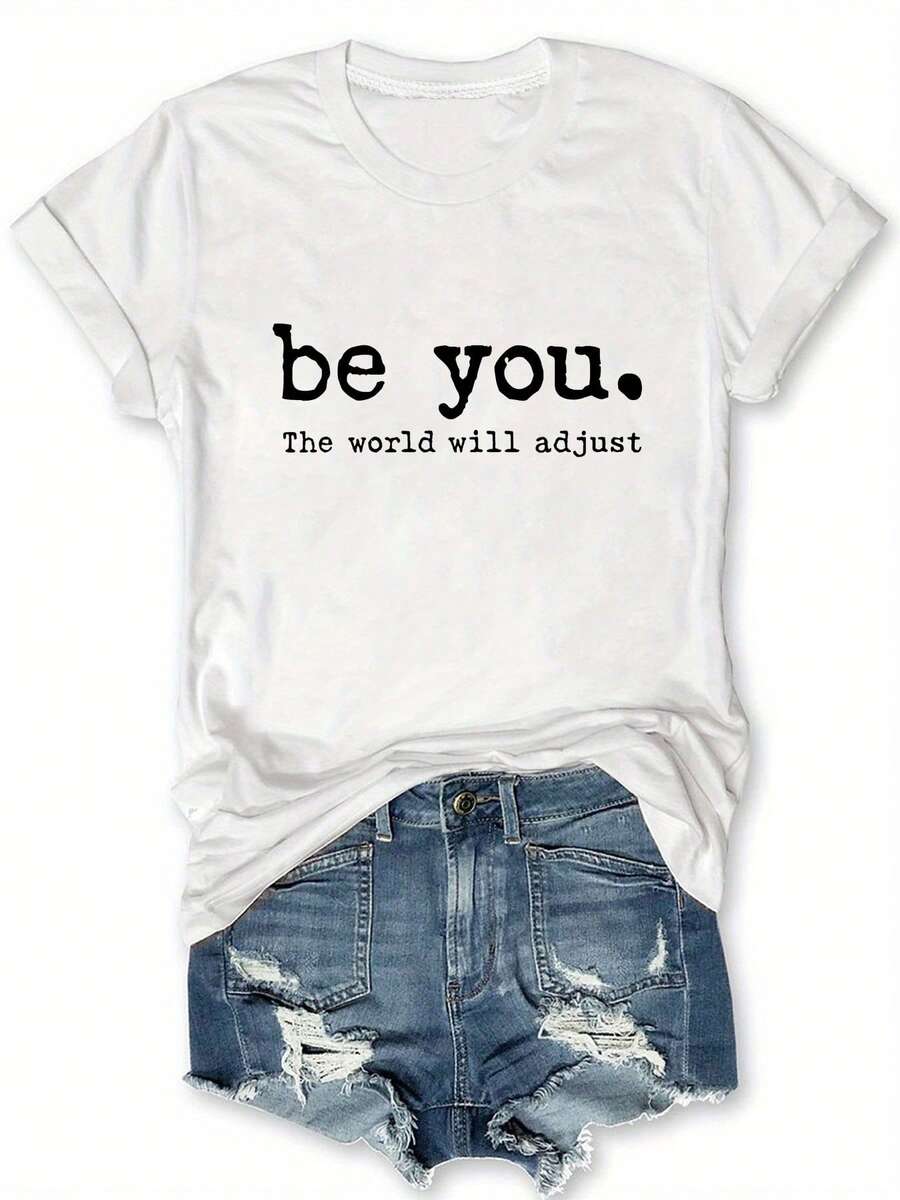 Camiseta de manga corta con estampado de letras - Blanco - Ver 1