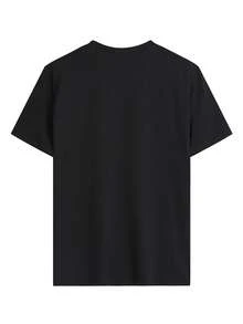 Camiseta de mujer estampada de manga corta para verano, tela de poliéster, estilo multifuncional, corte regular, peso 180 gramos, 1 unidad. - Negro - Ver 4
