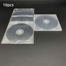 Set de 10 cajas cuadradas para CD/DVD, cajas de plástico para un solo disco para almacenamiento de álbumes de CD/DVD, cajas de grabación, cajas pequeñas - Blanco - Ver 11