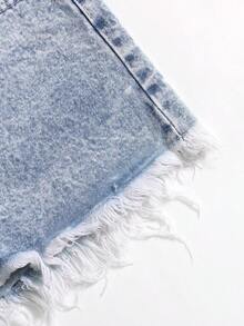 Pantalones cortos vaqueros casuales, estilo minimalista para uso diario - Lavado ligero 2 - Ver 5