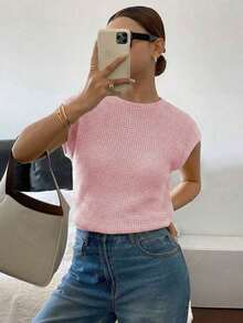 Camiseta casual de mujer con estampado de lunares, verano - Rosa - Ver 5