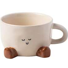 1pc Cute Cartoon Footprint Ceramic Cup, Underglaze Colorful Niche Coffee Mug With Creative Design, Suitable As Breakfast Milk Cup, Daily Tea Cup Or Gift, Perfect For Birthday, Christmas Present - Multicolor - View 13