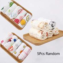 Yue Ye 3/5pcs Pack Baby Floral Random 6-Layer 100% Cotton Gauze Handkerchief, Soft & Comfortable Washcloth, Baby Halloween Gift - Multicolor - View 12