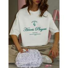 Camiseta de Algodón Puro Personalizada, Estilo Hong Kong, Versátil, Única y a la Moda, para Verano 2025, Informal y Divertida - Blanco - Ver 5