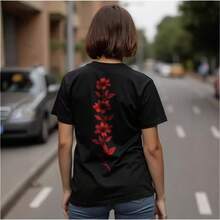 Camiseta de manga corta 100% algodón, estilo europeo y americano de verano, holgada y versátil, cómoda y favorecedora, de corte oversize, prenda única para mujer. - Blanco - Ver 3