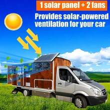 Solar Panel Fan Kit, 10W Solar Panel With 2 Fans, Intake Or Exhaust Fan, Suitable For Outdoor Backyard , Shed, Dog House, Pet House, RV Travel, Solar Powered - Black - View 6