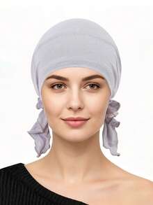 Mũ turban buộc sẵn thời trang, khăn trùm đầu mềm mại, thoáng khí, co giãn, mũ lót hijab cho nữ, phụ kiện che tóc phong cách thường ngày và đường phố. - màu sắc - Xem 5