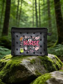 Nurse Series Pattern Mini Portable Mesh Medicine Bag, First Aid Kit, Medical Emergency Bag, Outdoor & Home Pill Storage Bag, Travel Organizer, Makeup Bag, Cosmetic Bag, Vacation Storage Bag, Skincare Bag, Lip Oil Organizer, Mother's Day Gift, Birthday Gift, Bathroom Storage, Student Dorm Toiletry Bag, Gift For Wife, Family, Friends, Nurse Gift - Multicolor - View 7