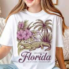 Florida T-Shirt, Florida T-Shirt, Aesthetic Graphic T-Shirt, Sunshine State Florida T-Shirt, Summer T-Shirt Gift, Women's Oversized Summer T-Shirts, Women's Dresses - white002 - 查看 3