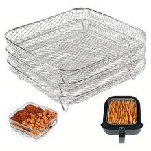1/3pcs Stainless Steel Air Fryer Rack, Multi-Functional Baking Tray, Stackable Multi-Layer 304 Stainless Steel Silver Multipurpose Dehydrator Rack, Suitable For Air Fryer, Oven, Microwave, Steamer, Reusable - Grilling Net - View 5