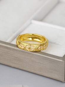 ZHIXUN 1pc Vintage Starry Moon Ring, Suitable For Daily Commuting, Light Social Gatherings, Anniversaries, Holiday Gift Giving, And Other Occasions - Ring - View 3