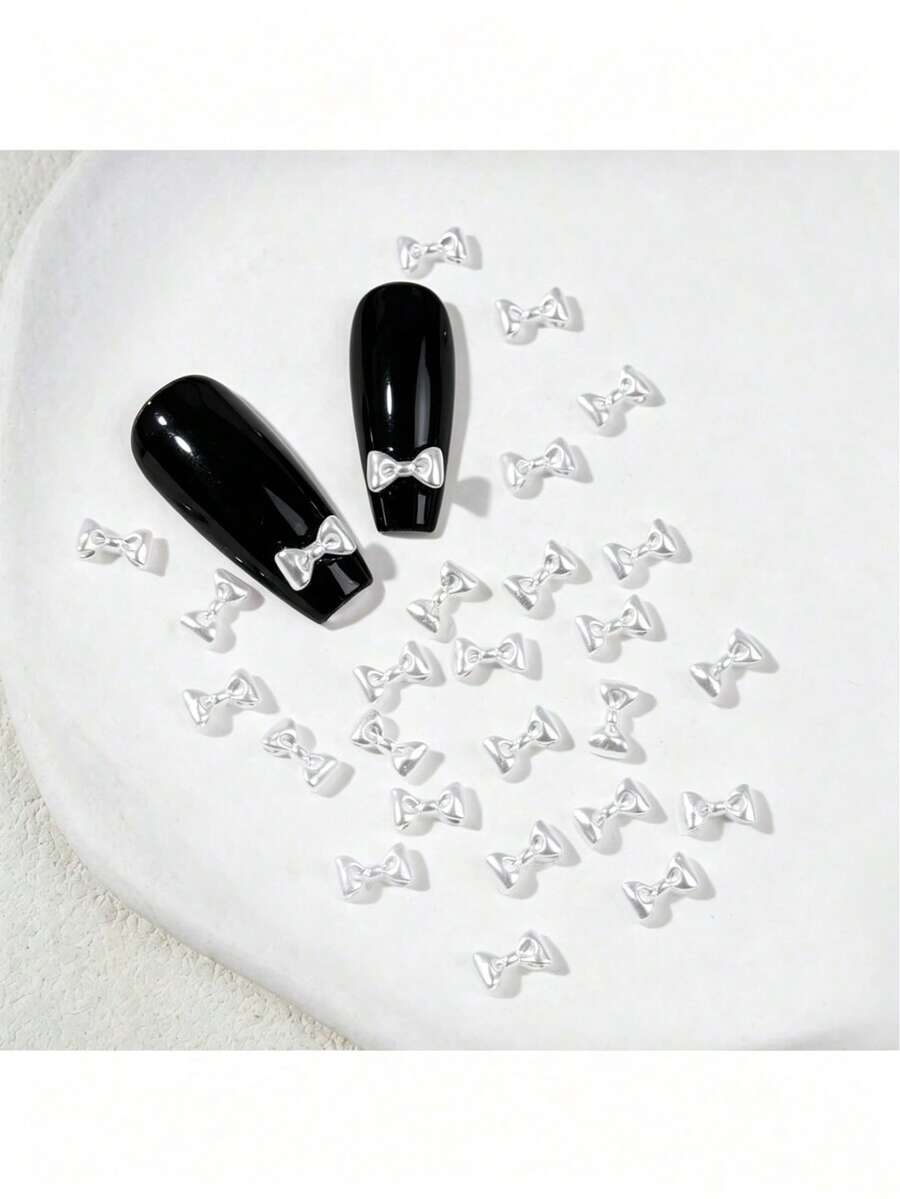 200 Phụ kiện làm móng DIY dễ thương cho bé gái Trang trí nghệ thuật làm móng Nơ mini & Nơ 3D Nghệ thuật làm móng Đá quý Trang trí móng tay Phụ kiện làm móng - trắng - Xem 1