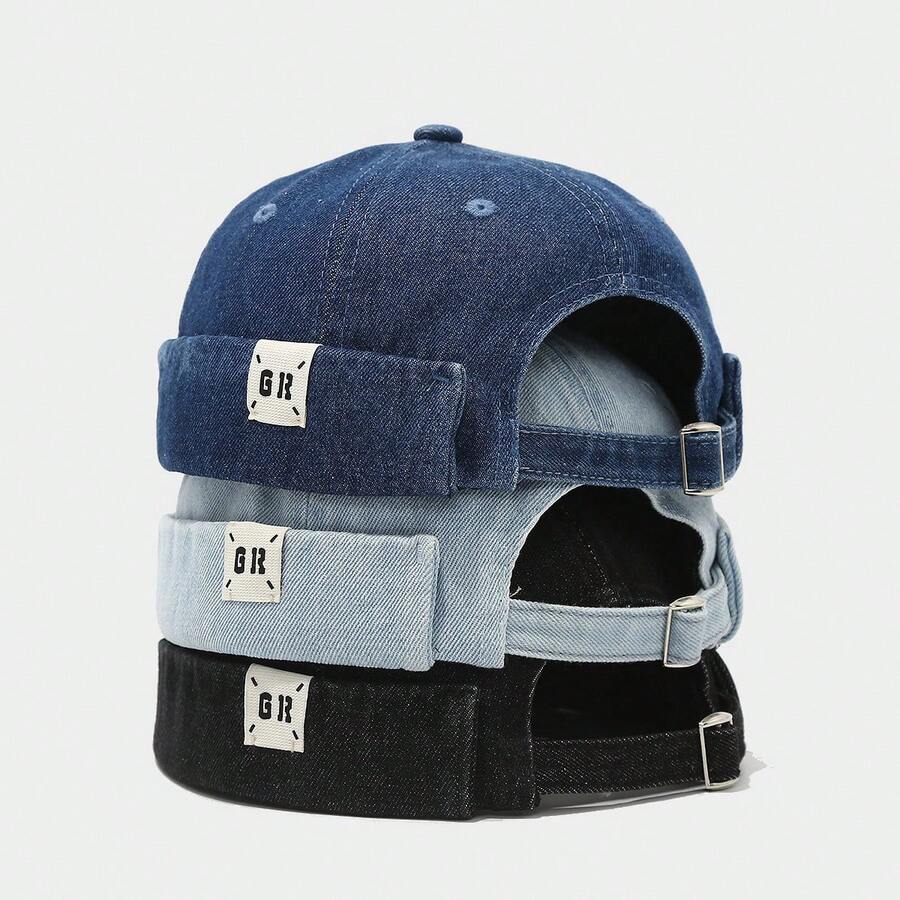 1 chiếc mũ lưỡi trai denim đã giặt, mũ vành mềm có thể điều chỉnh, mũ vành rộng phong cách đường phố cổ điển dành cho cả nam và nữ. - Nhiều màu - Xem 1