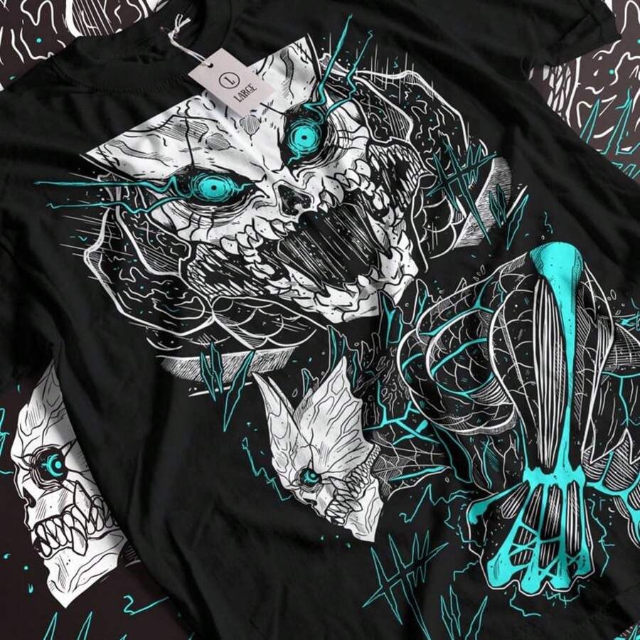 Anime Vintage Special Tshirt UniS1ex, Anime Manga Shirt, Anime Shirt, Black SwoR1DS1Man, Skull Knight, Graphic Anime T1EE, Manga Shirt, j1apan.JPG - Negro - Ver 1