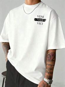 Camiseta de algodón de manga corta negra con estampado de retrato de escultura abstracta para hombres HDWS - Blanco - Ver 2