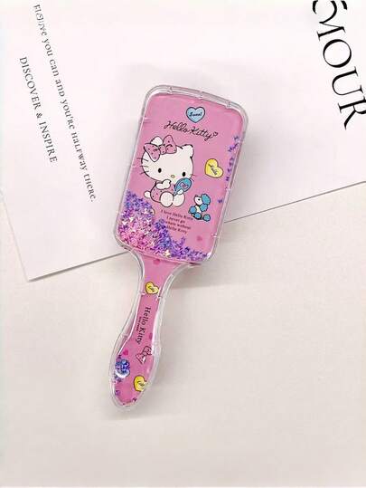  Sanrio Hello Kitty 主题 1/8 件套飘逸沙发梳套装，卡通风格可爱防水贴纸发刷，超细喷雾瓶和边缘刷，马毛尾梳，用于打造柔顺秀发的蓬松梳套装，发型设计，清洁，美容院，美容工具。