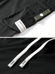Pantalones cargo casuales y de moda para hombres de talla grande, pantalones capri deportivos para exteriores unisex, para verano - Negro - Ver 4