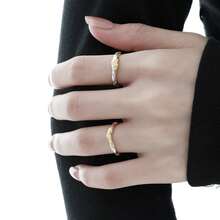 Nhẫn bạc 925 Sterling hình dáng bất đối xứng, hai tông màu, có thể điều chỉnh kích thước, kiểu dáng biển cả, quà tặng tốt nghiệp cho nữ. - Bạc - Xem 5