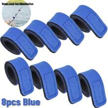 8pcs Multi-Purpose Fishing Rod Straps, Elastic Fastening Bands, Convenient & Reusable Neoprene Hook & Loop Tie Downs For Fishing Rod Storage, Line Management & Outdoor Gear Fixation, Lightweight & Portable - Multicolor - View 9