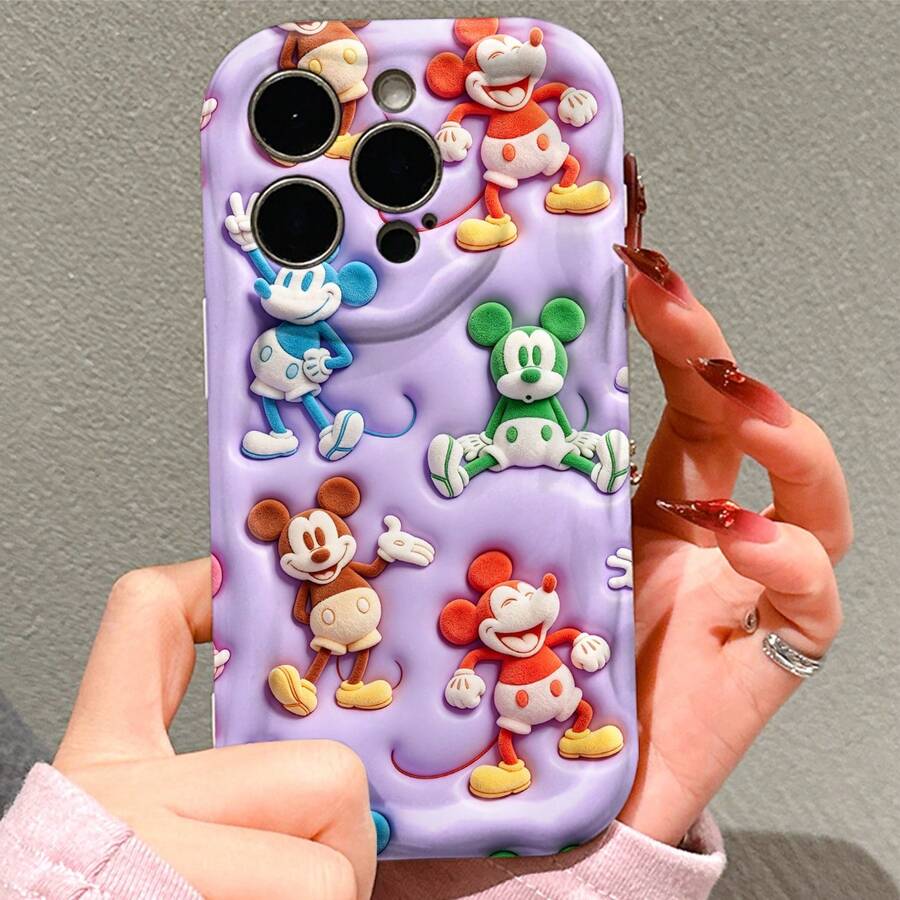 Disney Mickey Mouse Phone Case, Official Disney Mickey Mouse Character Design, Colorful Mickey Collage On Purple Background Protective Cover. Compatible With IPhone 17, 16, 15, 14, 13, 12, 11 Pro Series, Featuring Plush-Style Mickey Figures In Different Colors Against An Embossed Purple Background, Perfect For Disney Fans And Mickey Lovers To Showcase Their Favorite Character, Ideal For Birthdays, Holidays, Anniversaries, Graduation Gifts, Or Any Special Occasion To Surprise Family, Friends, Classmates, And Loved Ones. - trắng - Xem 1