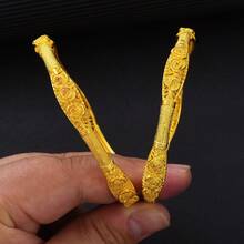 Set de 4 piezas/2 piezas de brazalete clásico de color dorado de 65 MM, brazalete de lujo con diseño de rosa para mujer, regalo de joyería para fiesta/boda para novia africana/saudí - A - Ver 2