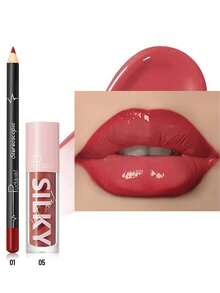 Pudaier 2-In-1 Lip Set: Moisturizing Lip Liner Pencil And Lip Gloss | Long-Lasting, Non-Bleeding, Universal Shades | Great Valentine's Day Gift - 01+05 - View 6