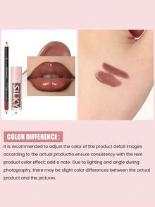 Pudaier 2-In-1 Lip Set: Moisturizing Lip Liner Pencil And Lip Gloss | Long-Lasting, Non-Bleeding, Universal Shades | Great Valentine's Day Gift - 11+11 - View 5