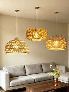 1 chiếc chao đèn treo bằng mây tự nhiên, chao đèn hình trống oval thủ công, chao đèn rỗng kiểu Boho, thích hợp cho phòng ăn, phòng ngủ, đảo bếp, địa điểm tổ chức tiệc. - Hình bán nguyệt - Xem 5