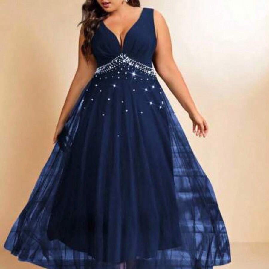 Women Long Dresses - Navy Blue - View 1