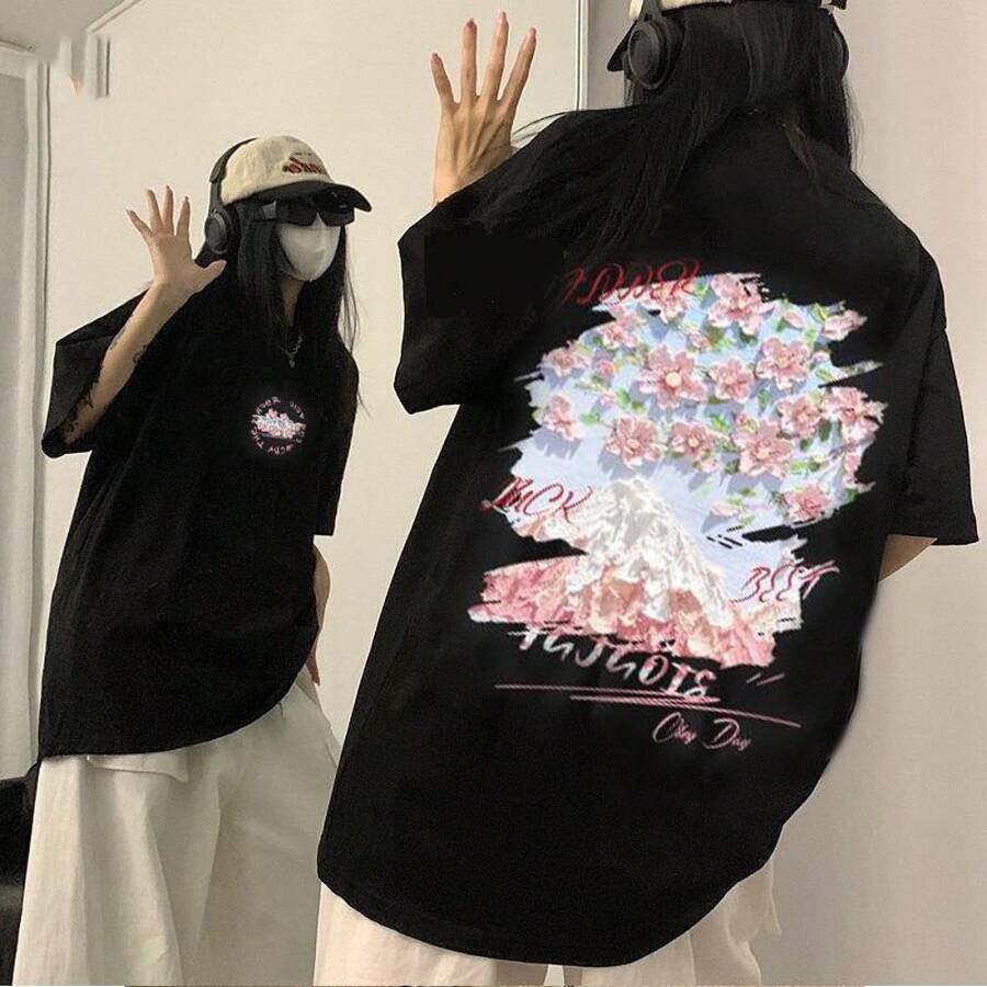 Camiseta de algodón blanca para mujer, camiseta de manga corta, top de verano para mujer, camiseta básica para mujer, camiseta de algodón para mujer, conjunto de pareja para mujer. - Negro - Ver 1